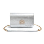 BOLSA CARTEIRA FOREVER IN LOVE LIZARD PRATA COM FECHO CRISTAL / OURO