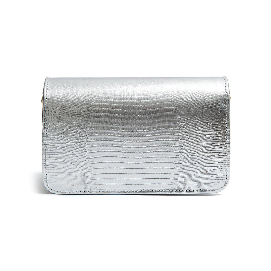 BOLSA CARTEIRA FOREVER IN LOVE LIZARD PRATA COM FECHO CRISTAL / OURO