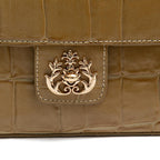 BOLSA ANNE JUMBO EM COURO NATURAL CAIMAN AZEITE