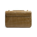 BOLSA ANNE JUMBO EM COURO NATURAL CAIMAN AZEITE