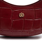 BOLSA FOREVER SHOULDER BAG COURO CAIMAN CARMIM OURO