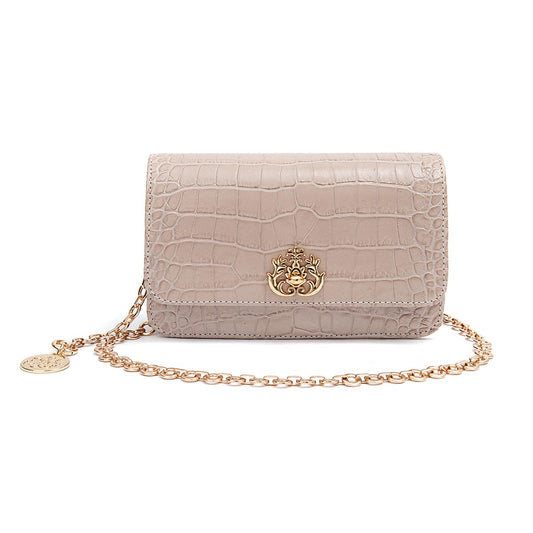 BOLSA CARTEIRA COM CORRENTE TRANSVERSAL FOREVER NEW CROCO NEVOA