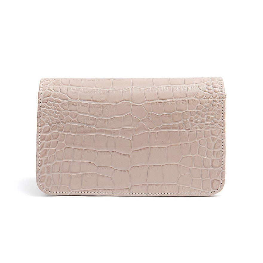 BOLSA CARTEIRA COM CORRENTE TRANSVERSAL FOREVER NEW CROCO NEVOA