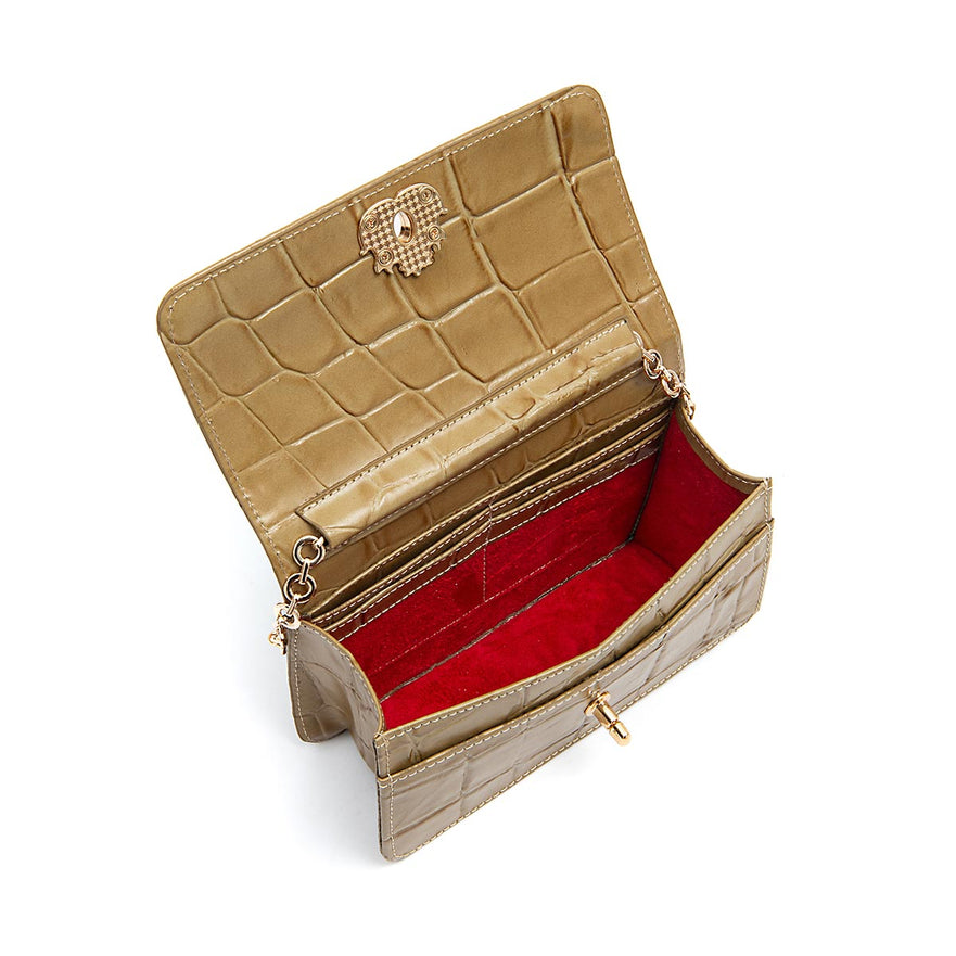 Bolsa Carteira com Corrente Transversal Forever Caiman Azeite
