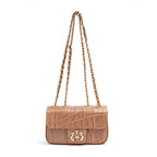 Mini Bolsa Anne Em Couro Natural Lizard Mochaccino