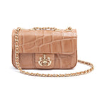 Mini Bolsa Anne Em Couro Natural Lizard Mochaccino