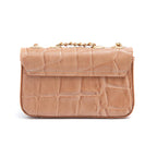 BOLSA MINI ANNE BAGUETE COURO CAIMAM ARGILA / OURO