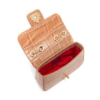 Mini Bolsa Anne Em Couro Natural Lizard Mochaccino