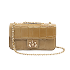 BOLSA ANNE EM COURO CAIMAN AZEITE OURO
