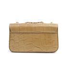 BOLSA ANNE EM COURO CAIMAN AZEITE OURO