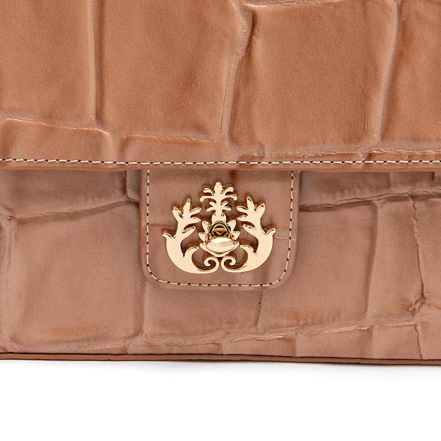 BOLSA ANNE JUMBO EM COURO NATURAL CAIMAN ARGILA