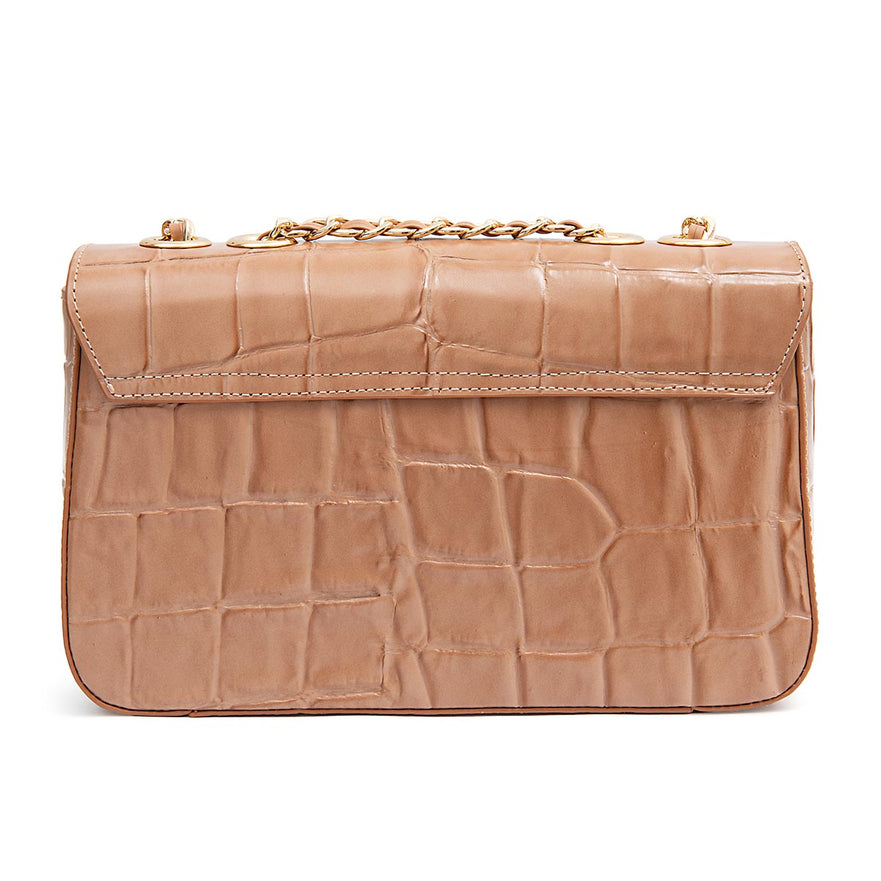 BOLSA ANNE JUMBO EM COURO NATURAL CAIMAN ARGILA