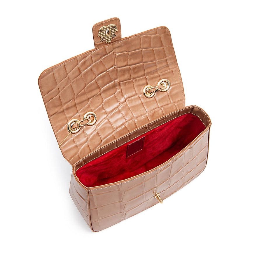 BOLSA ANNE JUMBO EM COURO NATURAL CAIMAN ARGILA