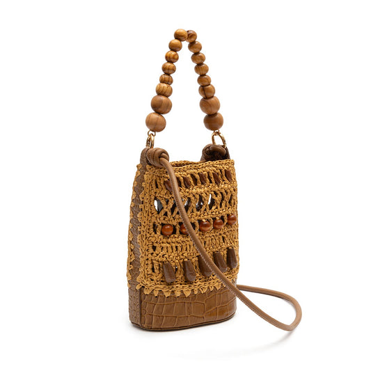 BOLSA BUCKET CORA RAFIA MEL SOLAR