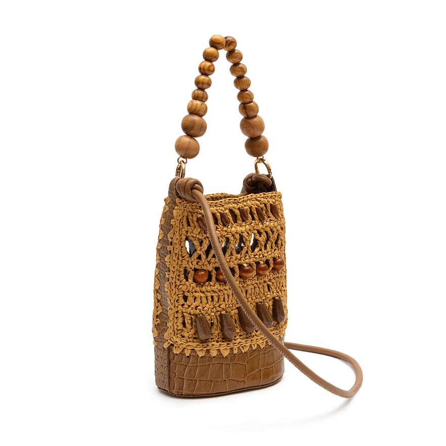 BOLSA BUCKET CORA RAFIA MEL SOLAR