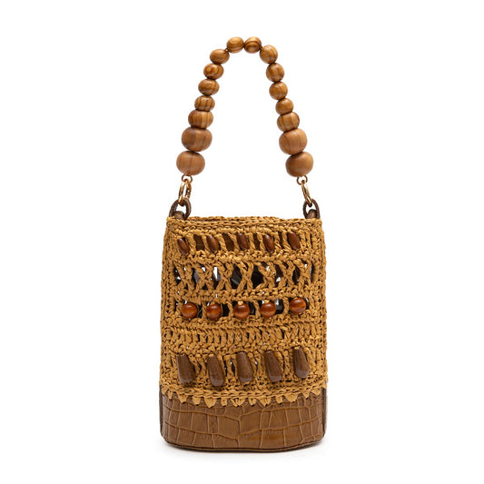 BOLSA BUCKET CORA RAFIA MEL SOLAR