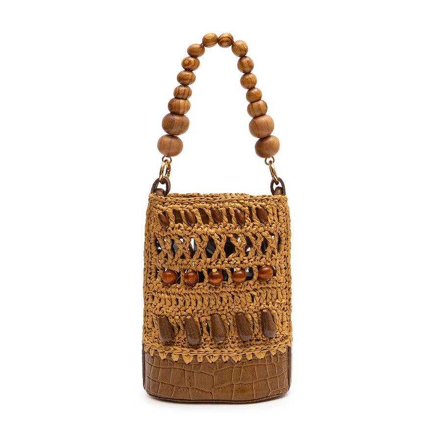 BOLSA BUCKET CORA RAFIA MEL SOLAR