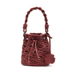 BUCKET CROCHÊ MONOGRAMA SOFT CHERRY/RAFIA BURGUNDY