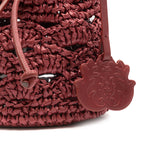 BUCKET CROCHÊ MONOGRAMA SOFT CHERRY/RAFIA BURGUNDY