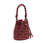 BUCKET CROCHÊ MONOGRAMA SOFT CHERRY/RAFIA BURGUNDY
