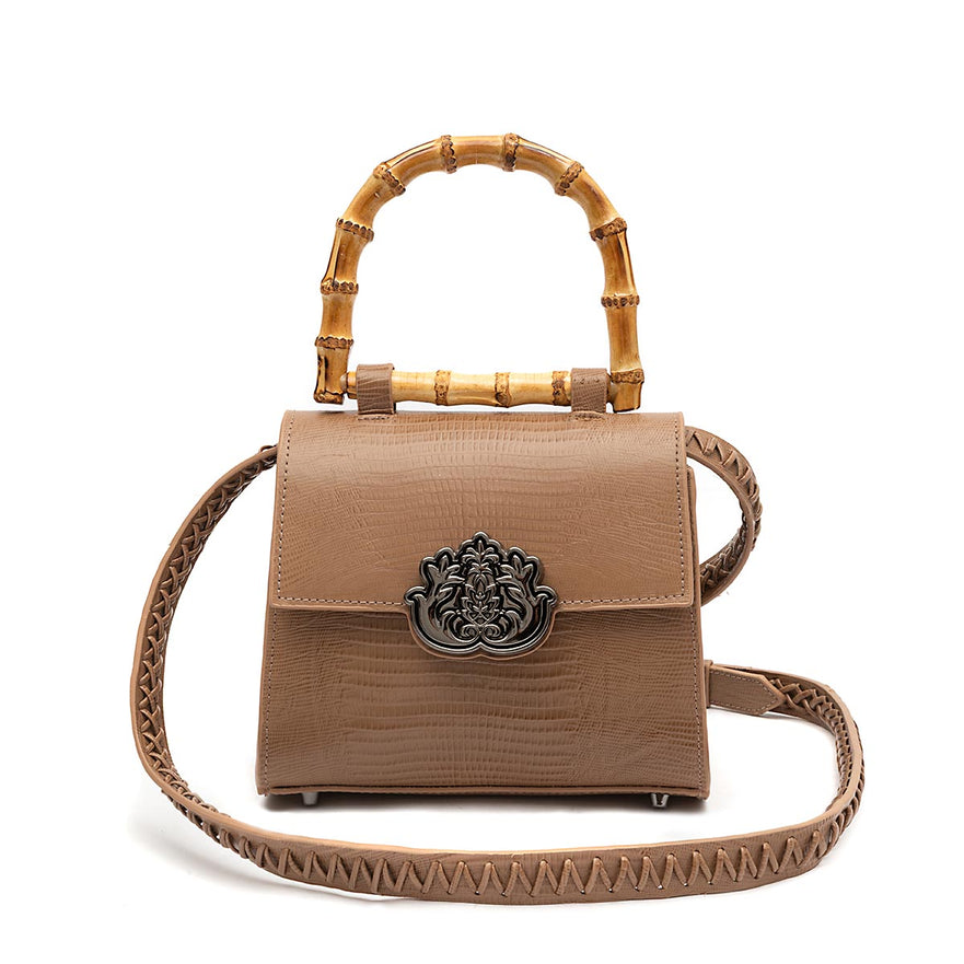 BOLSA TOP HANDLE MINI ISLA LIZARD MOCHACCINO