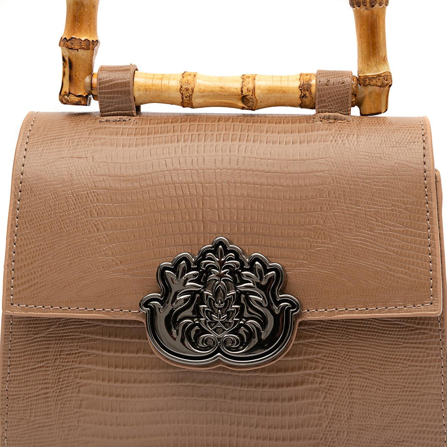 BOLSA TOP HANDLE MINI ISLA LIZARD MOCHACCINO