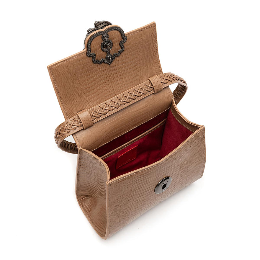 BOLSA TOP HANDLE MINI ISLA LIZARD MOCHACCINO
