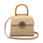 BOLSA TOP HANDLE MÉDIA MAXI CROCO NATA