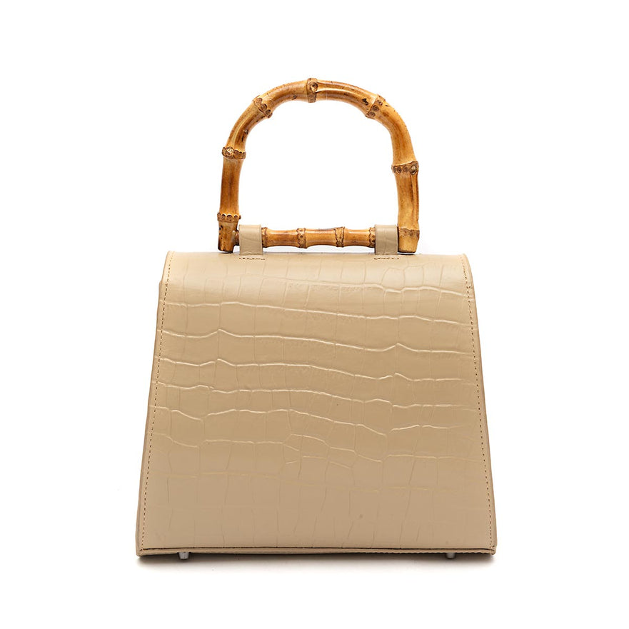 Bolsa Top Handle Média MAXI CROCO NATA