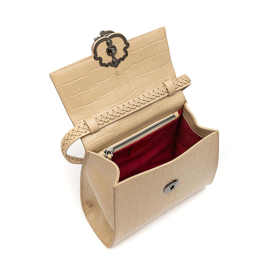 Bolsa Top Handle Média MAXI CROCO NATA