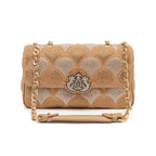 BOLSA SIRENA COCOON CRISTAL AREIA PRATA OURO
