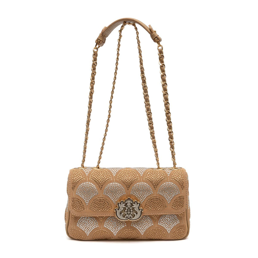 BOLSA SIRENA COCOON CRISTAL AREIA PRATA OURO