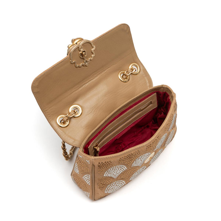 BOLSA SIRENA COCOON CRISTAL AREIA PRATA OURO