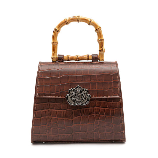 BOLSA TOP HANDLE MÉDIA MAXI CROCO PINHÃO