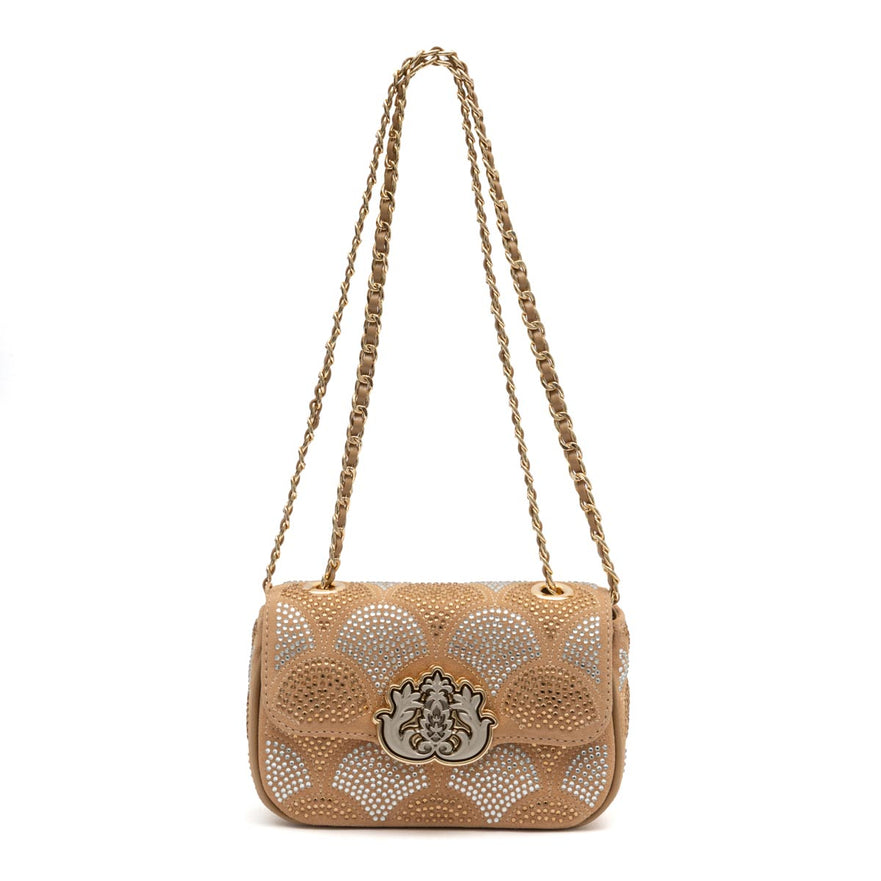 BOLSA SIRENA MINI COCOON AREIA CRISTAL PRATA/OURO