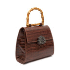 BOLSA TOP HANDLE MÉDIA MAXI CROCO PINHÃO