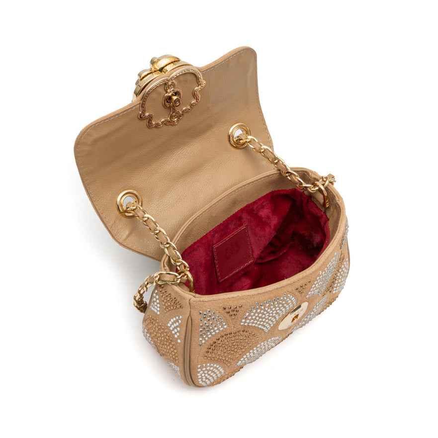 BOLSA SIRENA MINI COCOON AREIA CRISTAL PRATA/OURO