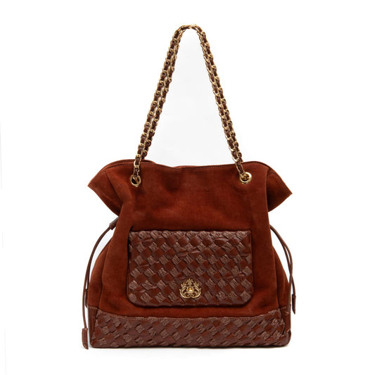 BOLSA TOTE DHALIA TRESSE DE RÁFIA CANELA