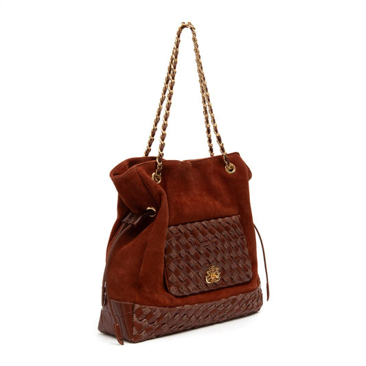 BOLSA TOTE DHALIA TRESSE DE RÁFIA CANELA