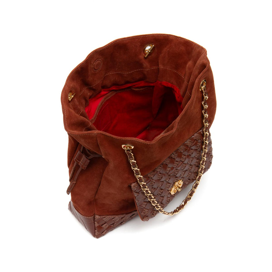 BOLSA TOTE DHALIA TRESSE DE RÁFIA CANELA