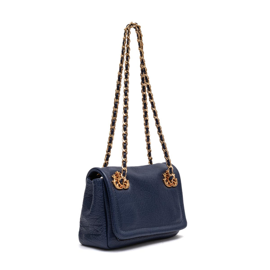 PETRA FLAP SMALL COBALT BAG