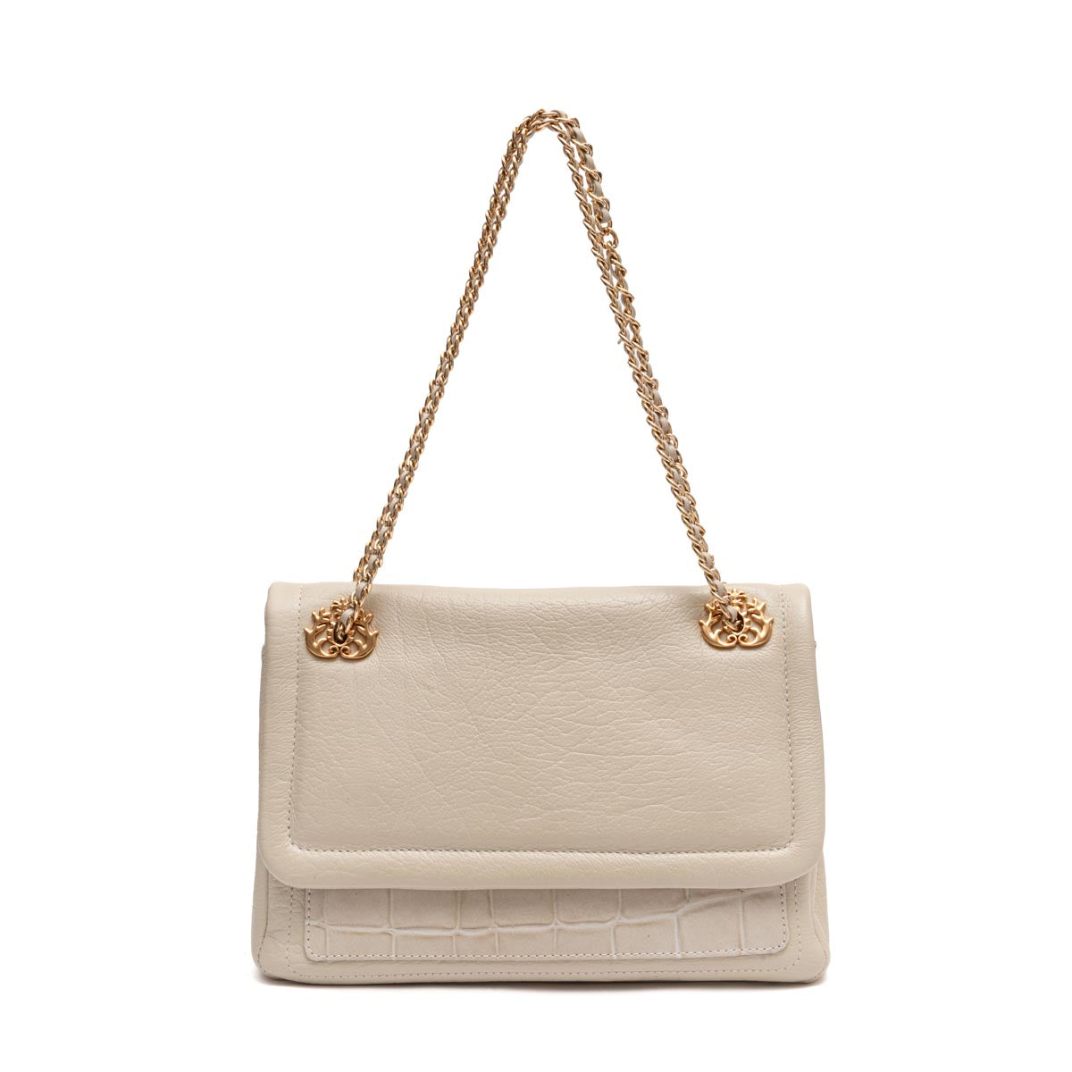 BOLSA PETRA FLAP MÉDIA MARSHMALLOW