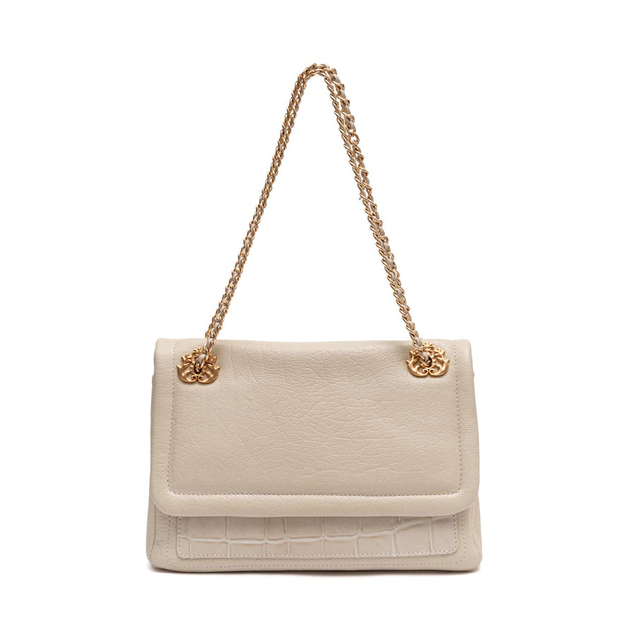 BOLSA PETRA FLAP MÉDIA MARSHMALLOW