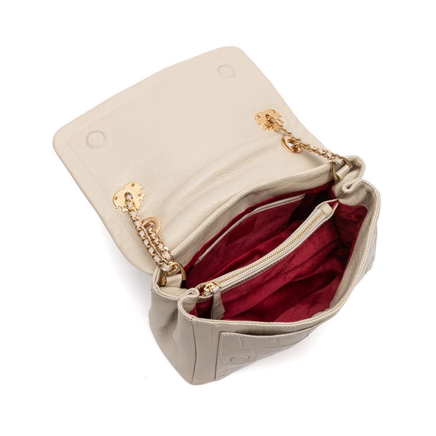 BOLSA PETRA FLAP MÉDIA MARSHMALLOW