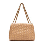 HELLEN MEDIUM LEATHER AND RAFFIA MACADAMIA TRESSÊ BAG