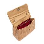 HELLEN MEDIUM LEATHER AND RAFFIA MACADAMIA TRESSÊ BAG