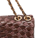 HELLEN MEDIUM PINE NUT LEATHER AND RAFFIA WOVEN BAG