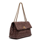HELLEN MEDIUM PINE NUT LEATHER AND RAFFIA WOVEN BAG