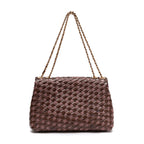 HELLEN MEDIUM PINE NUT LEATHER AND RAFFIA WOVEN BAG