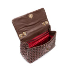 HELLEN MEDIUM PINE NUT LEATHER AND RAFFIA WOVEN BAG